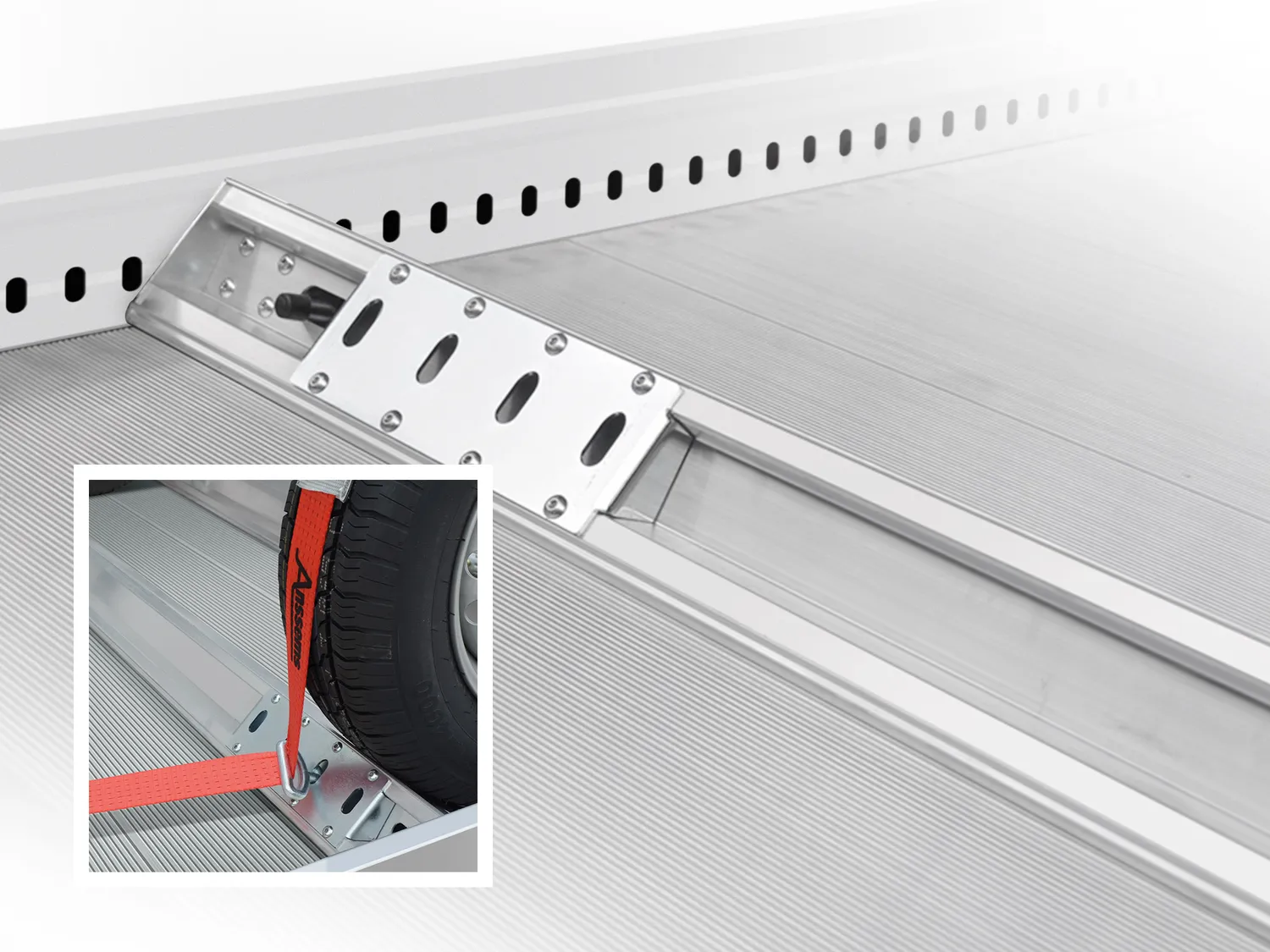 Anssems AMT hjulstopper med surrekrok aluminium